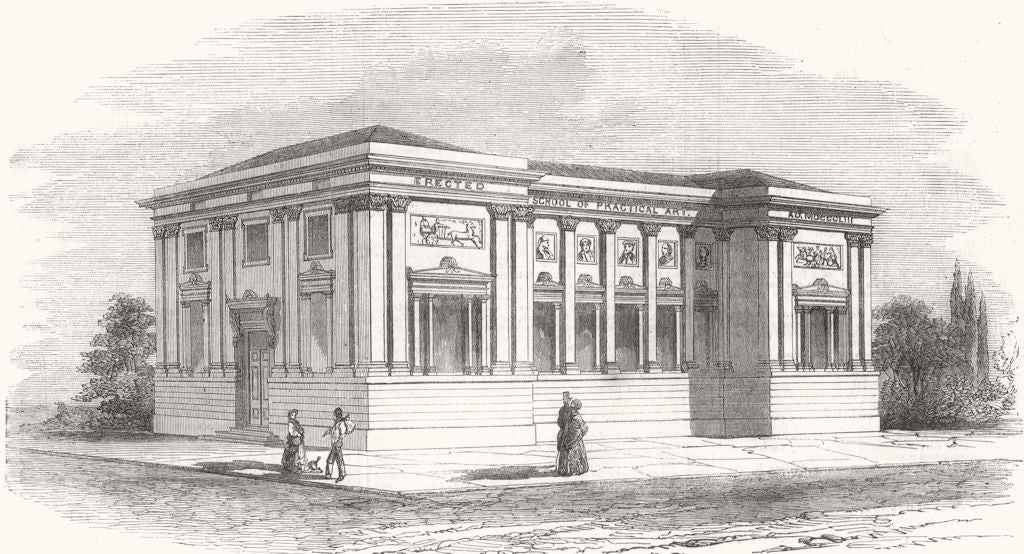 STAFFS. Wolverhampton and South Staffs Art School 1853 old antique print